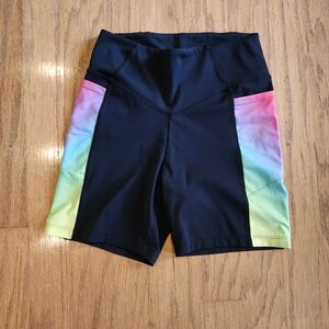 EUC PINK Victoria's Secret Black and Rainbow Bike Shorts With Pockets Size M